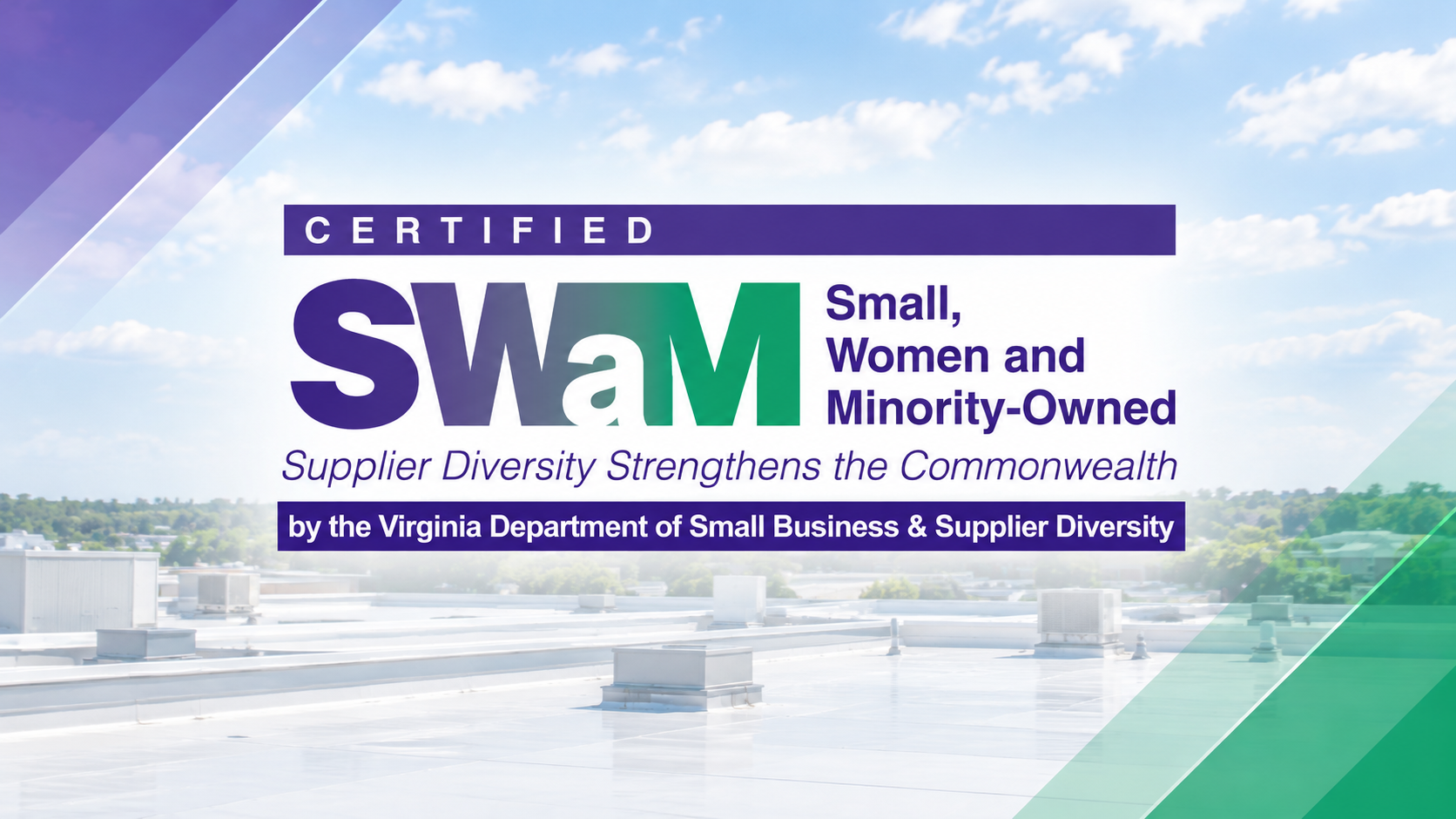 Virginia SWaM roofing contractor certification graphic for Weathertight Exteriors LLC